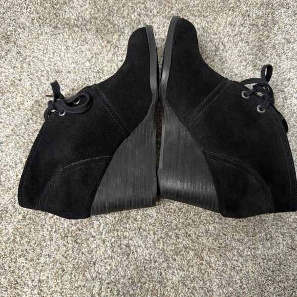 Lucky Brand Womens 9.5 M LK Sway Black Suede Lace-Up Wedges Ankle Booties‎ - Picture 8 of 8